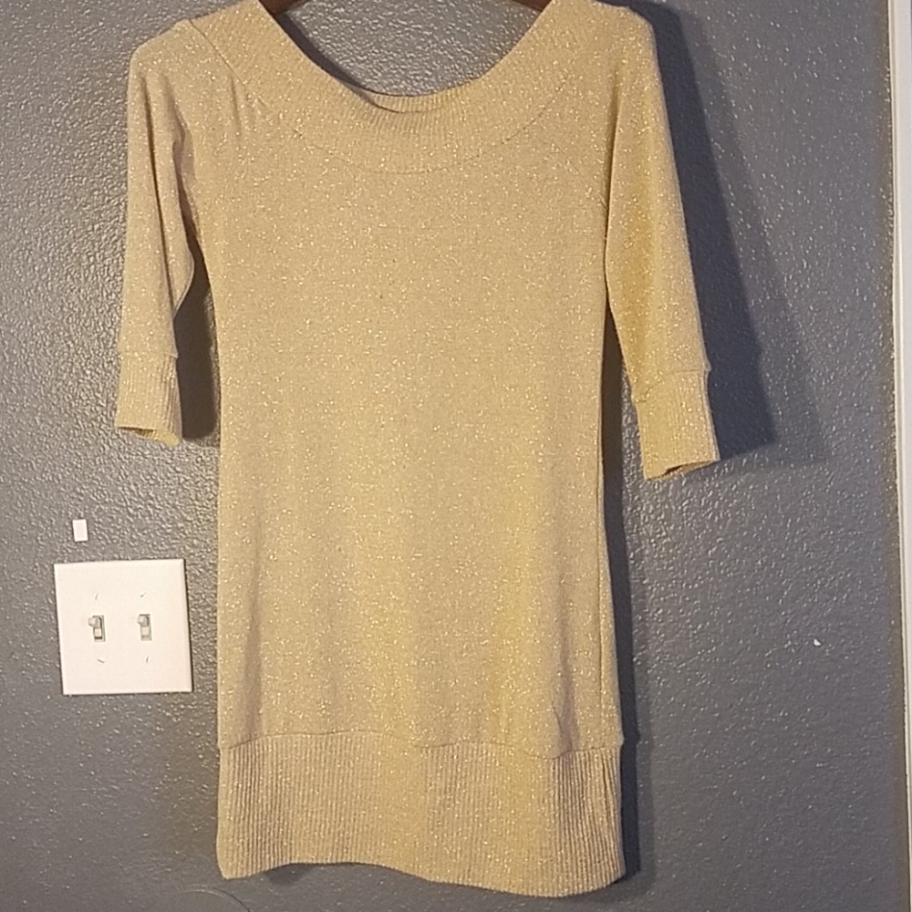 Candy Rain Shimmery Tan Sweater- Small